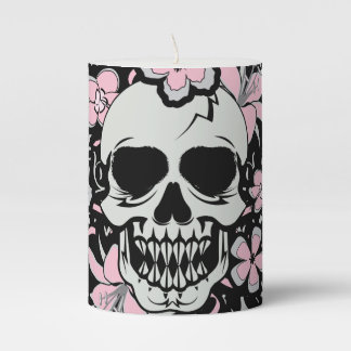 Girly Vintage Skull Pillar Candle