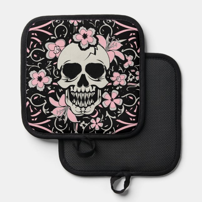 Girly Vintage Skull Pot Holder (Front/Back)