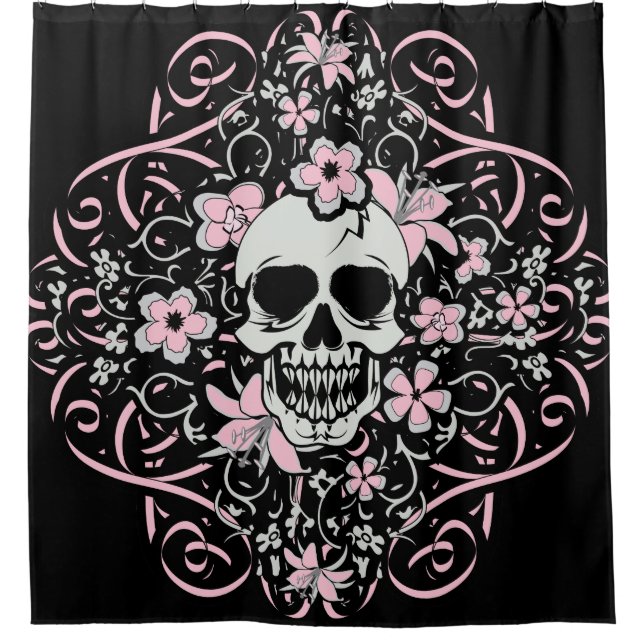 Girly Vintage Skull Shower Curtain (Front)