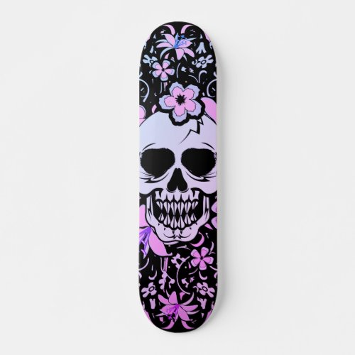 Girly Vintage Skull Skateboard