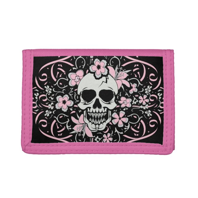 Girly Vintage Skull Trifold Wallet (Front)