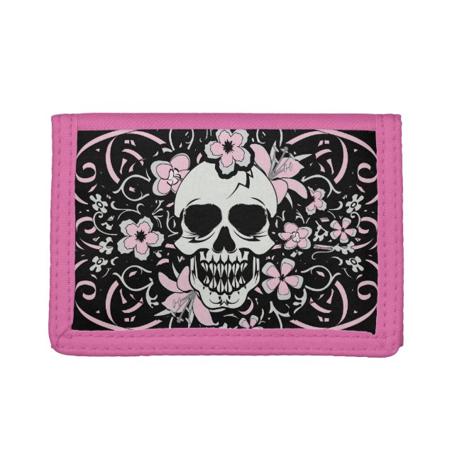 Girly Vintage Skull Trifold Wallet (Front)
