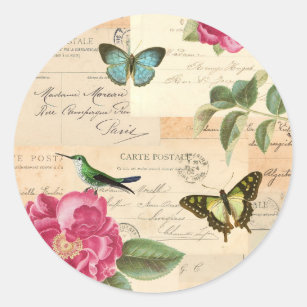 2 x Vinyl Stickers 10cm Pink Roses Butterfly Flower Vintage Cool Gift #14243 