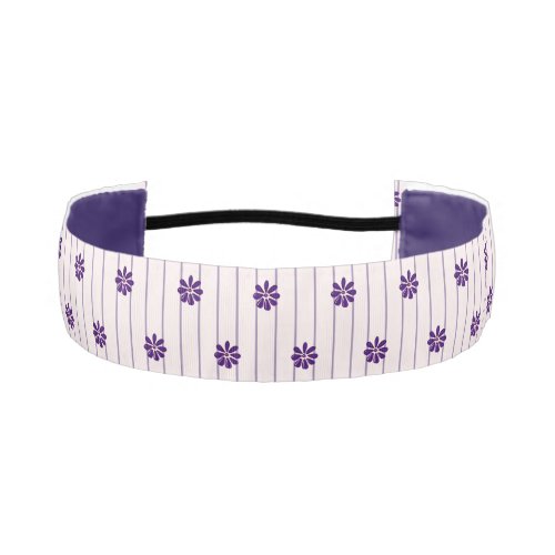 Girly Violet  Blush Stripes  Purple Flower Rows Athletic Headband