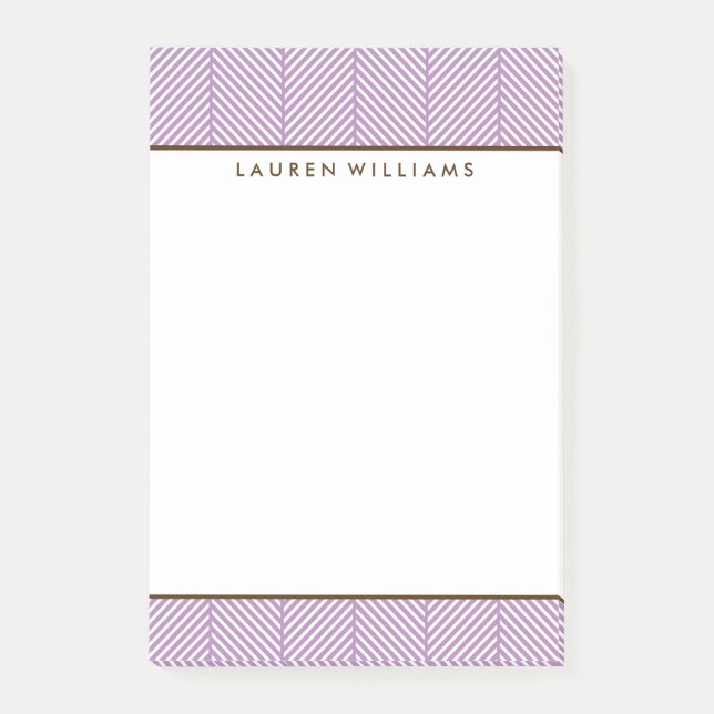 Girly Violet Herringbone Pattern Post-it Notes (Front)