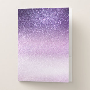 Girly Violet Lilac Pastel Purple Triple Glitter Pocket Folder