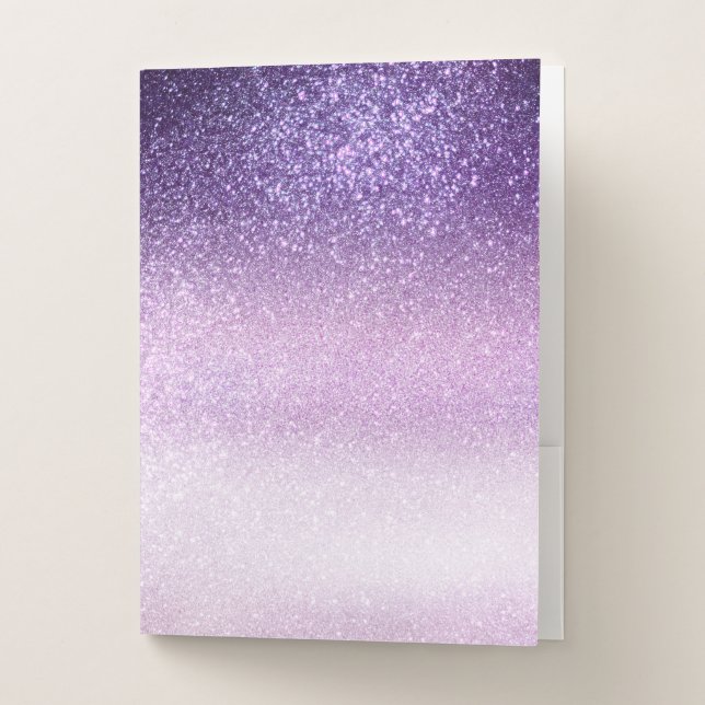 Girly Violet Lilac Pastel Purple Triple Glitter Pocket Folder (Front)