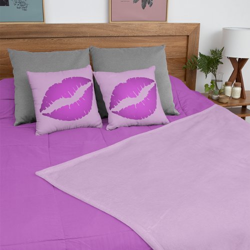 Girly Violet Ombre Lipstick Kiss Throw Pillow