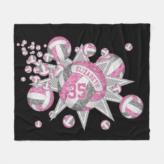 girly volleyball blowout pink gray sports room fleece blanket