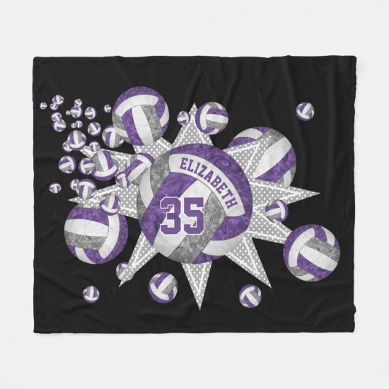 girly volleyball blowout purple gray sports decor fleece blanket