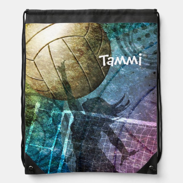 Girly Volleyball Drawstring Bag (Front)