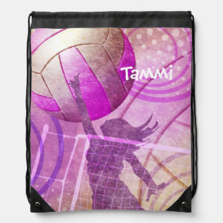 Girly Volleyball Drawstring Bag