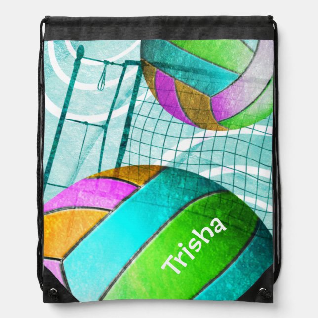 Girly Volleyball Drawstring Bag (Front)
