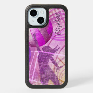 Girly Volleyball hot pink purple iPhone 15 Case