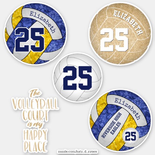 girly volleyball team colors plus variety set of 5 sticker