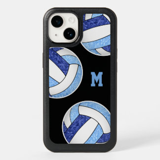 girly volleyballs blue white team colors OtterBox iPhone 14 case