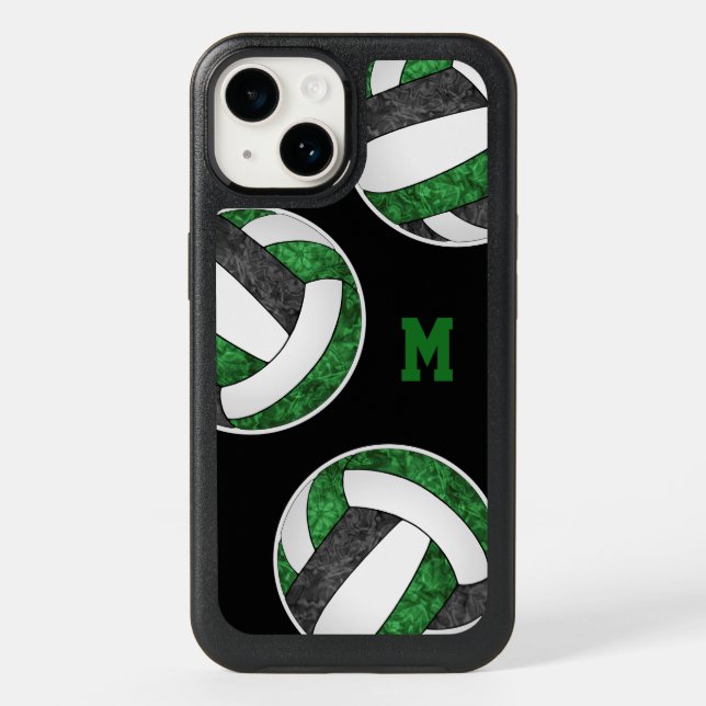 girly volleyballs green black team colors otterbox iPhone case (Back)