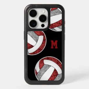 girly volleyballs maroon gray team colors iPhone 15 pro case
