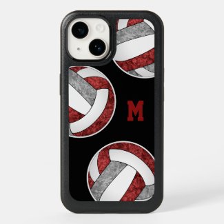 girly volleyballs maroon gray team colors OtterBox iPhone case