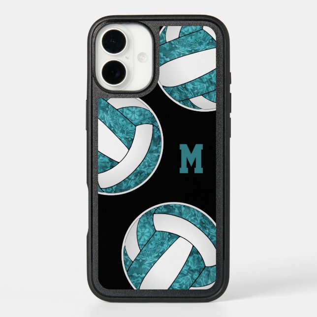 girly volleyballs teal white team colors otterbox iPhone case (Back)