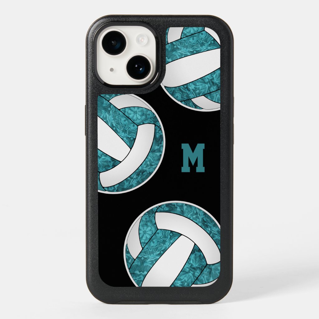 girly volleyballs teal white team colors OtterBox iPhone case
