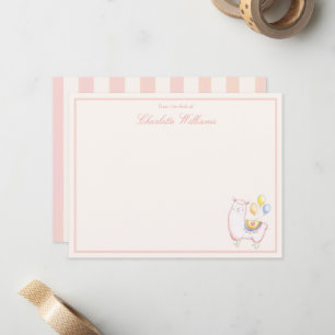 Girly Watercolor Alpaca with Balloon Blush Pink Note Card