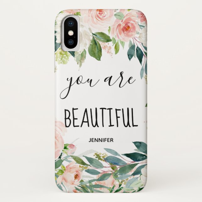 Girly Watercolor Botanical Name Case-Mate iPhone Case (Back)