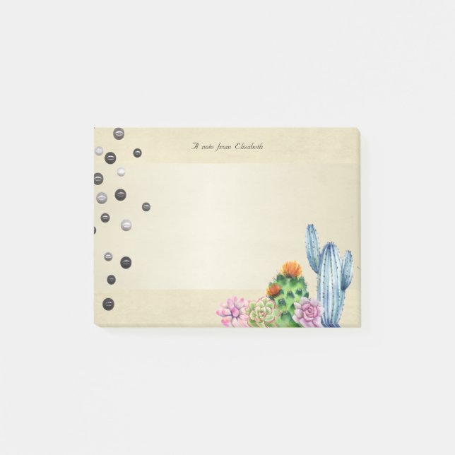 Girly Watercolor Cactus,Pearls - Post-it Notes (Front)