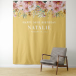 Girly watercolor floral 30th birthday pink chic ta tapestry<br><div class="desc">Girly watercolor floral 30th birthday yellow chic party invitations. Beautiful elegant modern party theme.</div>