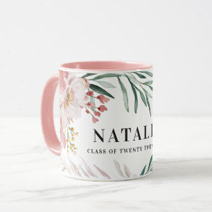 Girly watercolor floral pink chic graduation mug