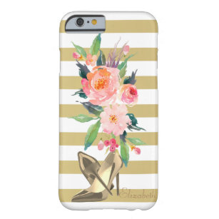 Girly Watercolor Flowers,Heels,Striped Barely There iPhone 6 Case