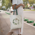 Girly Watercolor Greenery Wreath | Monogram Tote Bag<br><div class="desc">Every woman needs a good carry all to tote around all of her essentials. Whether it's a bridesmaid gift, a birthday gift or even just a nice little gift to yourself, these bags are both practical and stylish—a winning combo every time. Because each bag can be personalized with a name,...</div>