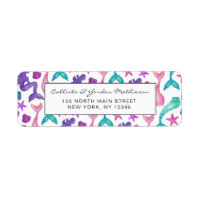 Girly Watercolor Mermaids Tales Seashells Pattern