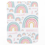 Girly watercolor pink rainbow personalized baby blanket Girly watercolor pink rainbow personalized baby blanket