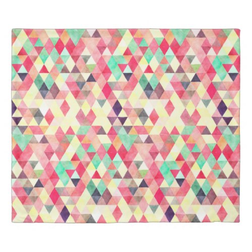 Girly Watercolor Triangle Pattern Mint Back Duvet Cover