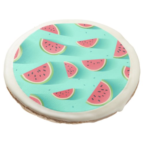 Girly watermelon birthday sugar cookie