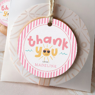 Girly Whimsical Pink Pool Party 2nd Birthday Favor Tags