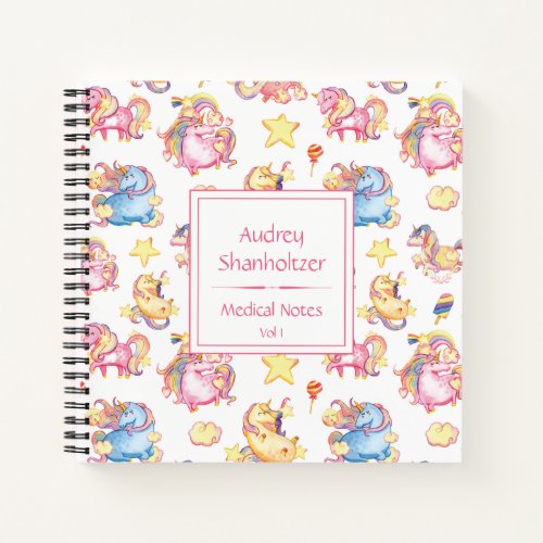 Girly Whimsical Unicorns Monogrammed Scheduler  Notebook