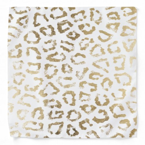 Girly white faux gold leopard animal print bandana