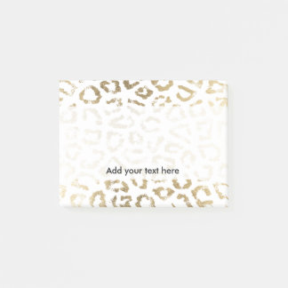 Girly white faux gold leopard animal print post-it notes