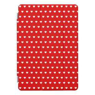 Girly White Hearts Pattern On Striking Red iPad Pro Cover