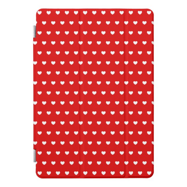 Girly White Hearts Pattern On Striking Red iPad Pro Cover (Front)