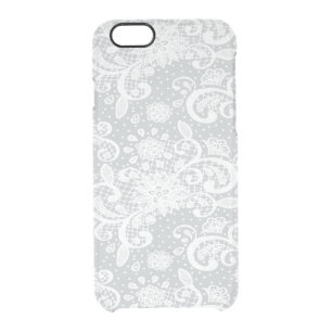 Girly White Lace on Gray iPhone6 Cover Case