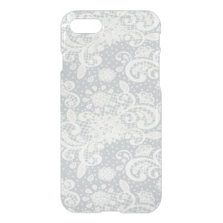 Girly White Lace on Gray iPhone 7 Cover Case