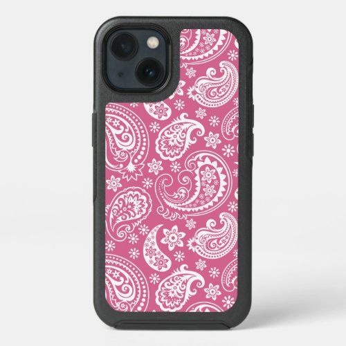 Girly White On Pink Vintage Paisley Pattern 2 iPhone 13 Case