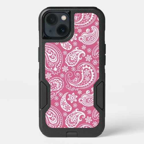 Girly White On Pink Vintage Paisley Pattern iPhone 13 Case
