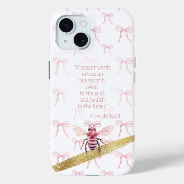 Girly White Pink Coquette Matrix Bible Pink Bee Case-Mate iPhone Case (Back)
