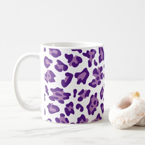 Girly White Royal Purple and Lavender Leopard Coffee Mug