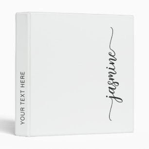 Girly White Simple Monogram Signature Name Script 3 Ring Binder