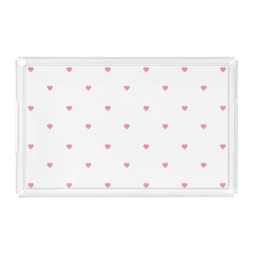 Girly White Trinket Tray with Pink Hearts Pattern